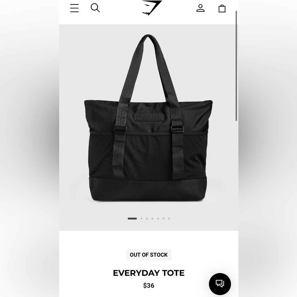 NWT Gymshark Black Gym Bag/Tote